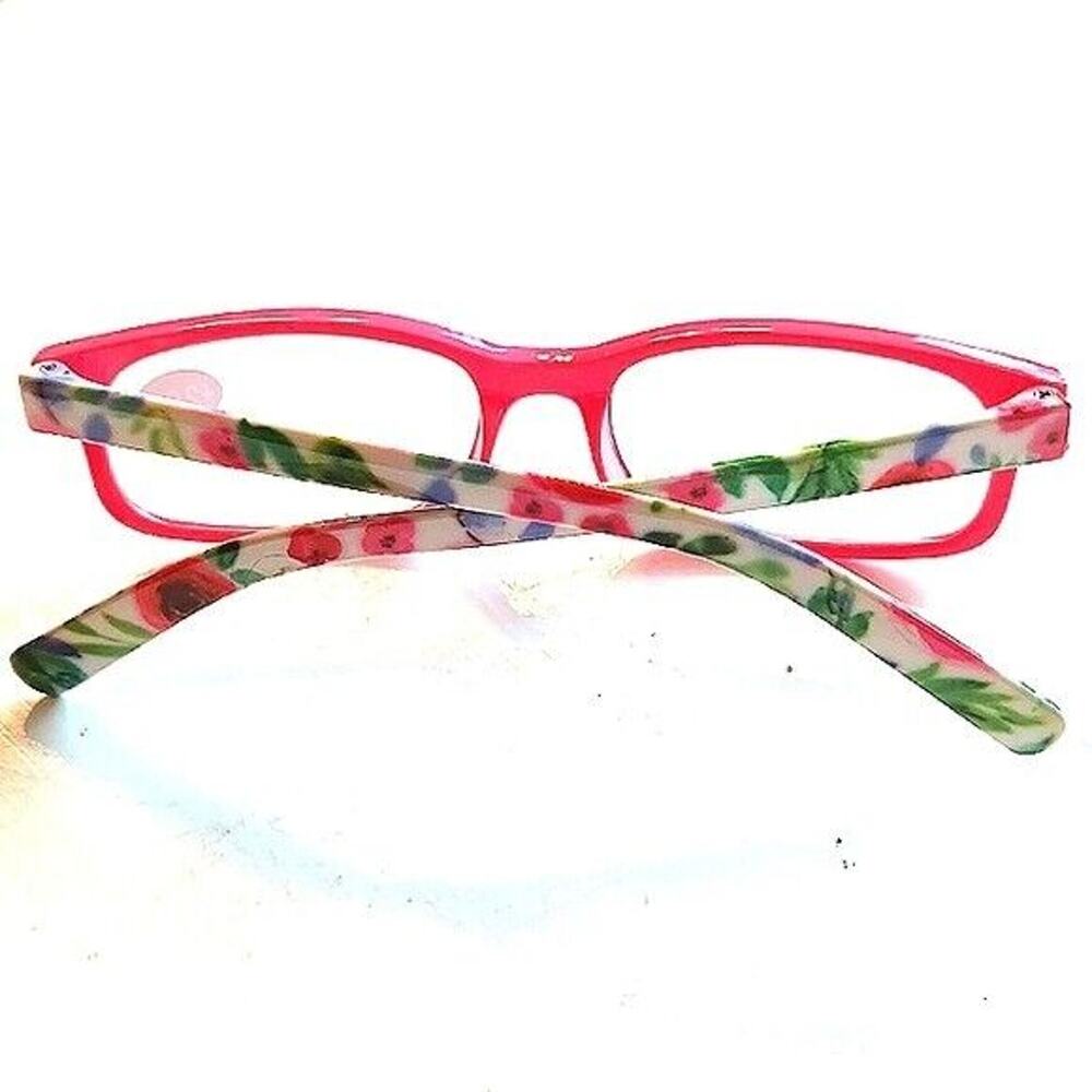 +1.75 Women Reader Magnifier Reading Glasses CORAL PINK Roses TREND‎ Glasses